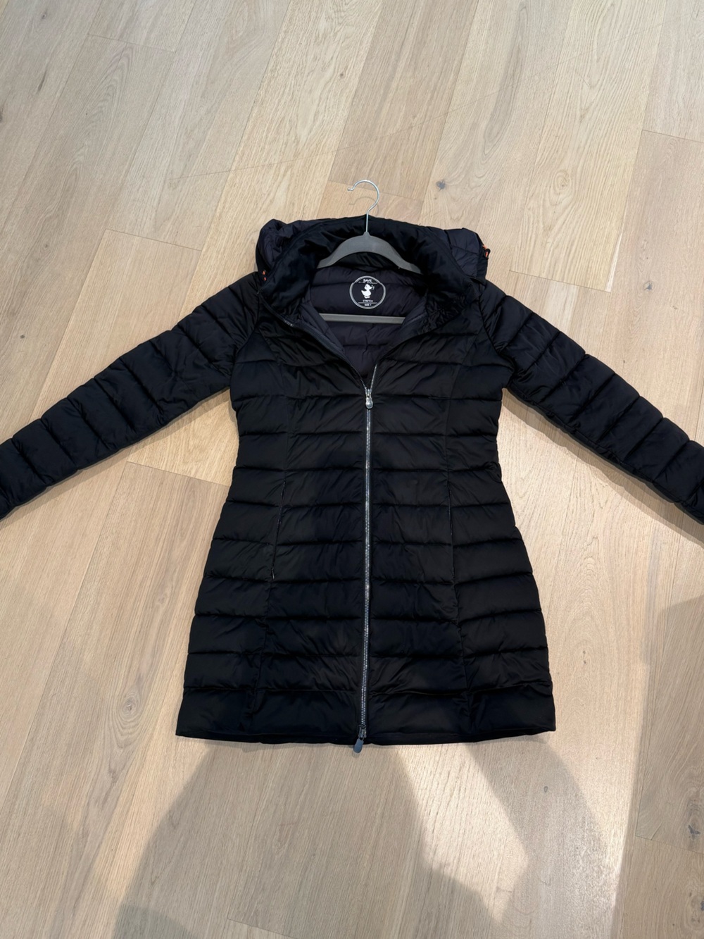 Save The Duck Hooded Puffer Coat Black Puffer Jacket Size 1